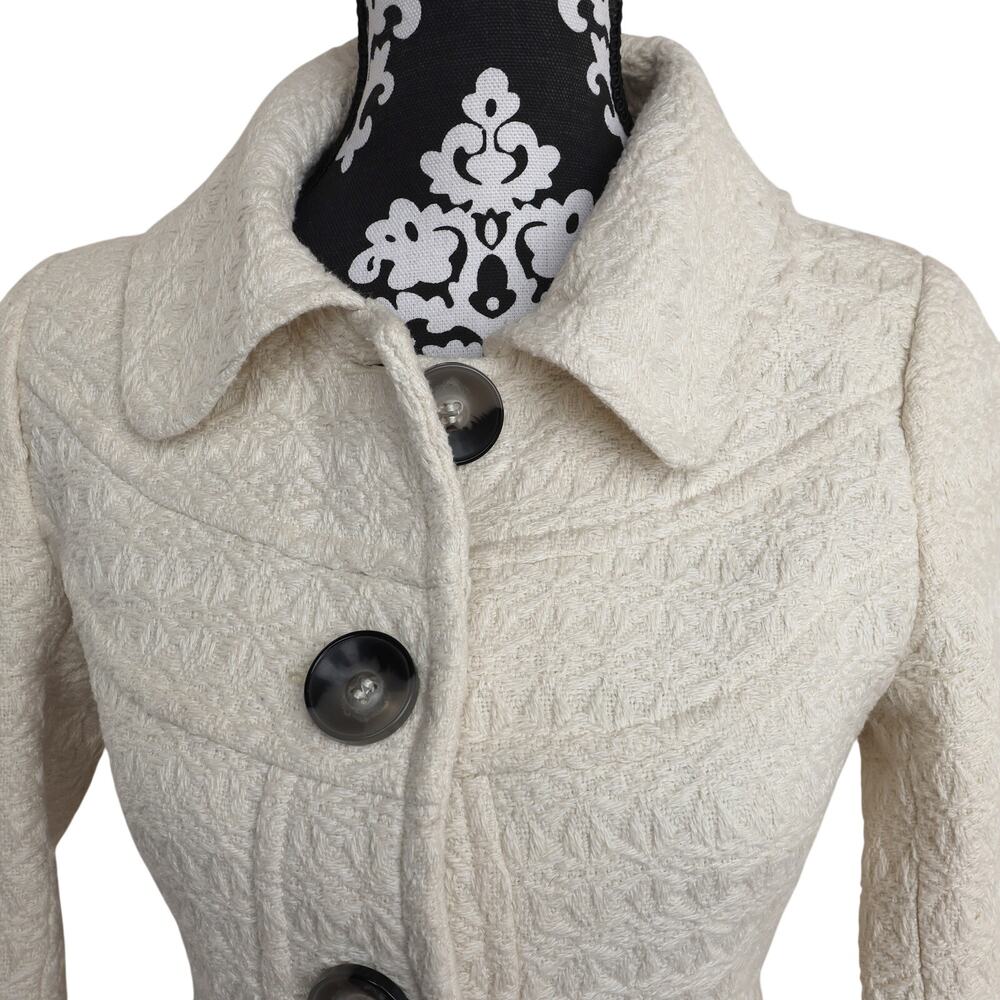 Women's Cream Preppy Twee Charlotte Russe Lined Button Up Jacket - S - Picture 4 of 11